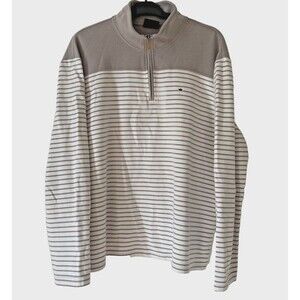 Crown & Ivy Sweater Mens XXLarge 1/4 Quarter Zip Pullover  Gray‎ Striped